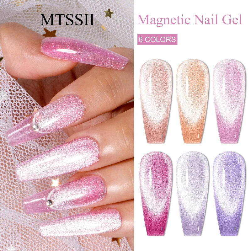 7-Piece Magnetic Gel Nail Polish Set with Magnetic Rod - Semi-Permanent UV Varnish