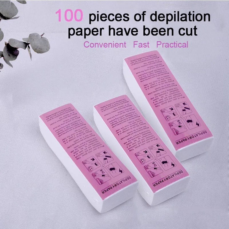 Waxing Paper Strips for Hair Removal - 200 or 100 Pieces, Depilatory Tape