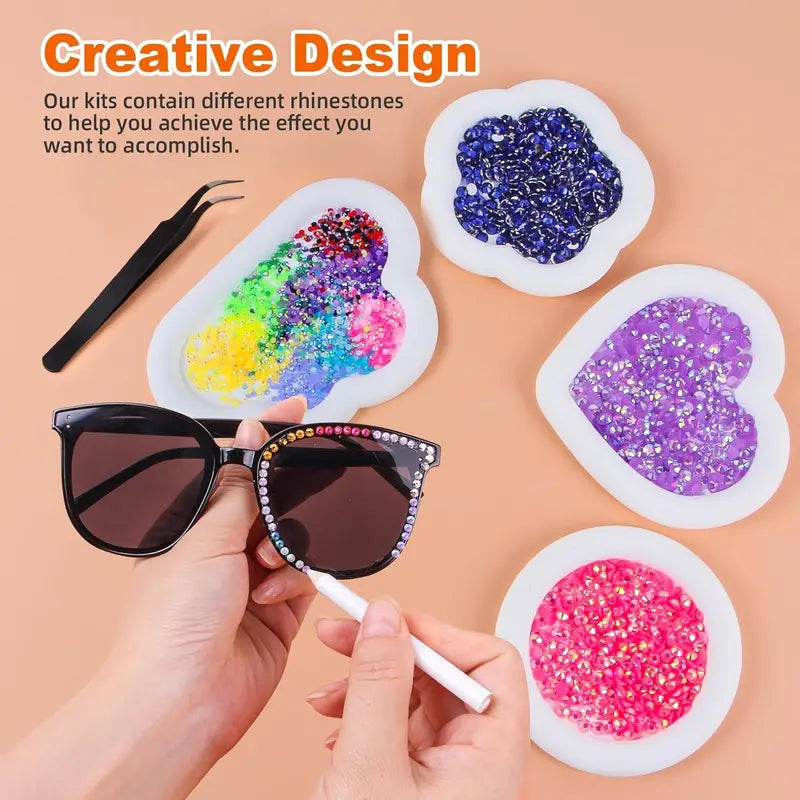 Multi-Color Rhinestone Bedazzling Kit with Glue for Nails Makeup Shoes DIY Crafts