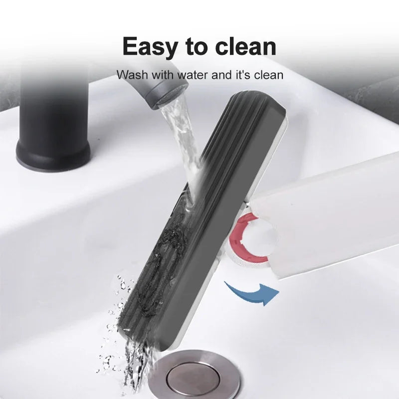 Mini Handheld Folding Mop with Self-Squeezing Sponge for Home Cleaning
