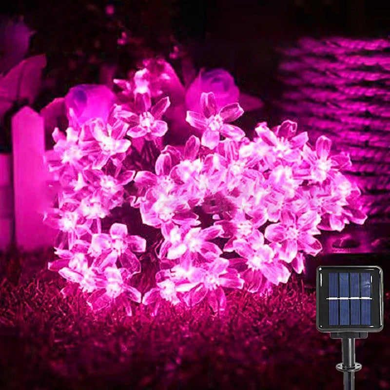 Solar Cherry Garden Blossom String Lights Waterproof Outdoor Decoration