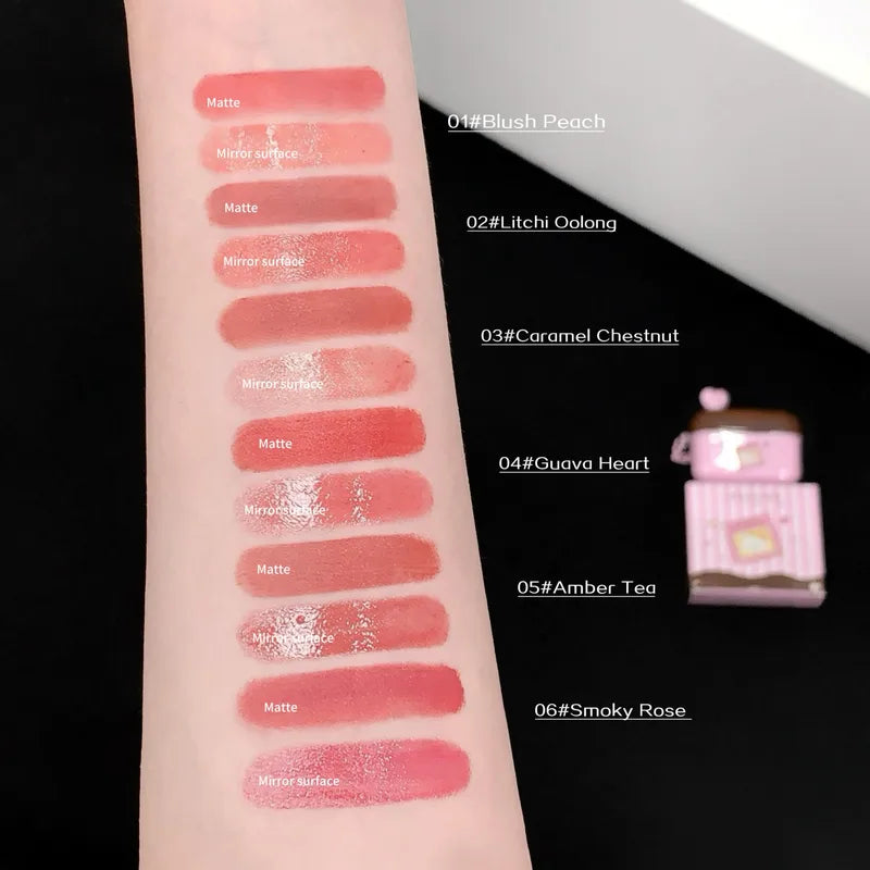 Water Gloss Velvet Matte Lip Glaze Set - Long-Lasting Mirror Finish with Lip Brush
