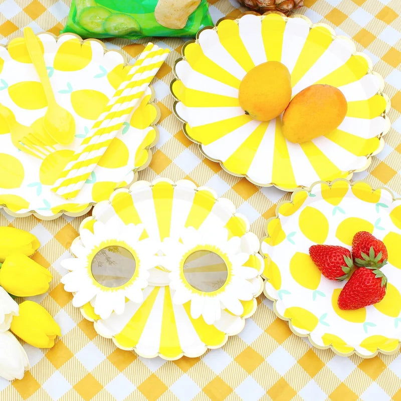 Disposable Party Paper Plates & Cups Set for Celebrations - Multiple Colors