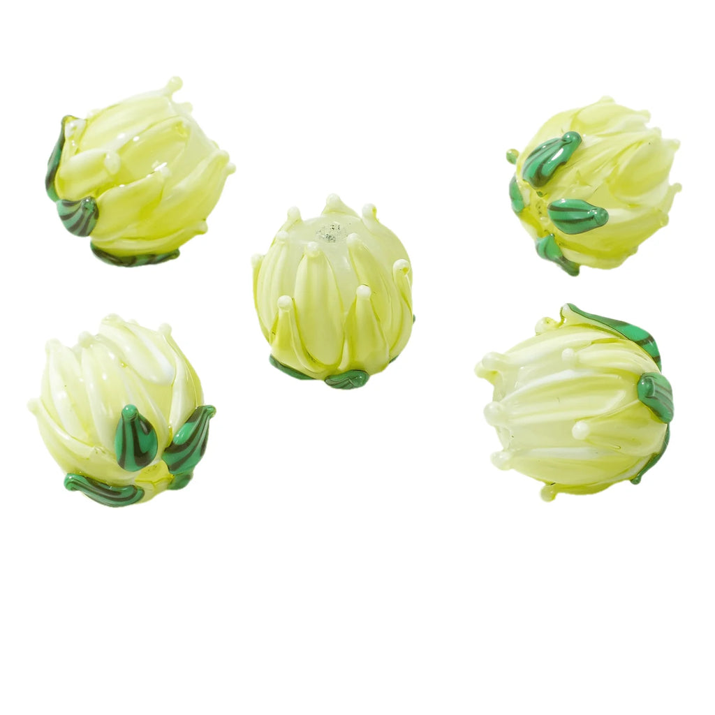 5pcs 15mm Handmade Lampwork Tulip Flower Beads for Jewelry Making - DIY Charm Glass Beads