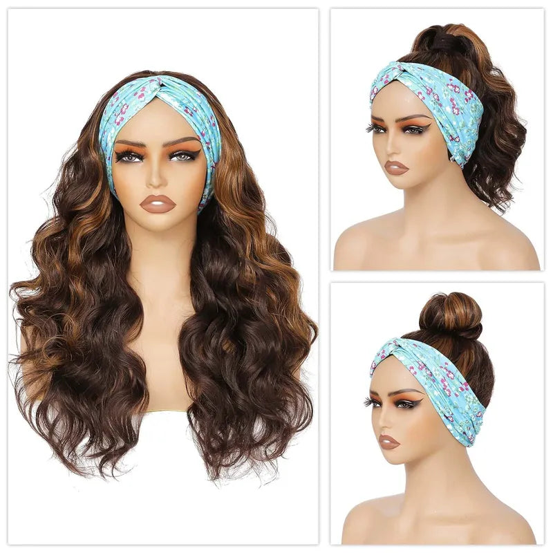 Synthetic Long Wavy Headband Wig for Women - Curly Party & Daily Use