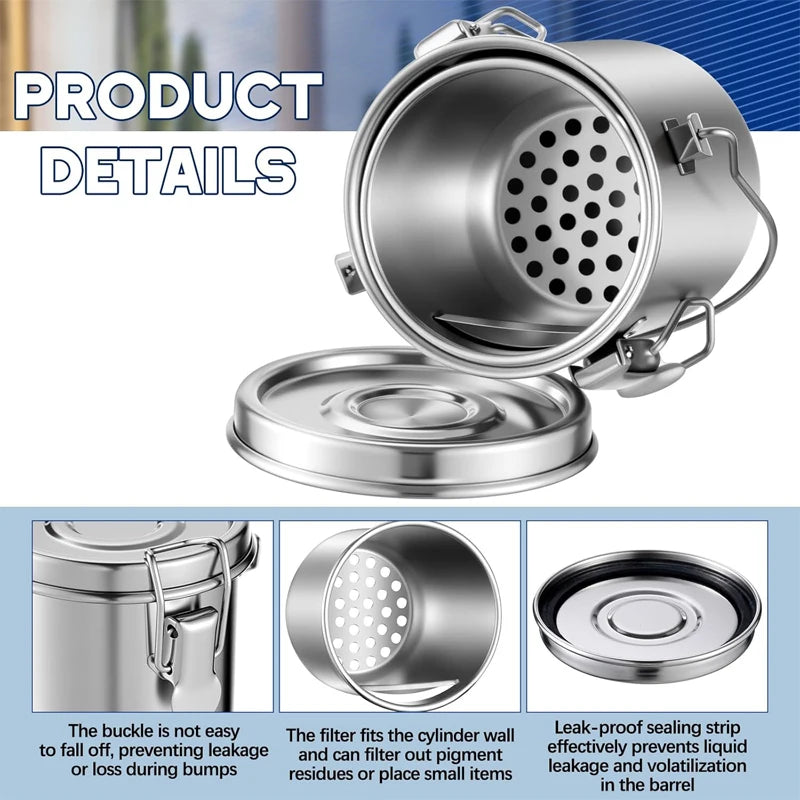Paint Brush Washer with Wringer - Airtight Stainless Steel Cleaner for Oil & Acrylic Painting