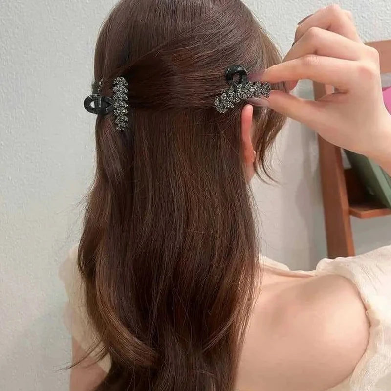 Rhinestone Leaf-Shaped Hair Claw Clamp for Strong Hold Buns - Multiple Colors