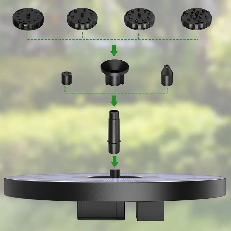 Outdoor Solar Fountain Pump Kit with 6 Nozzles for Garden Pond Decoration