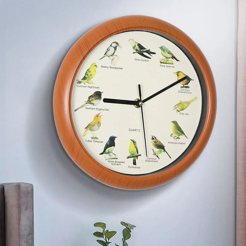 Singing Bird Wall Clock with Sound - Decorative Wall Decor for Home & Office