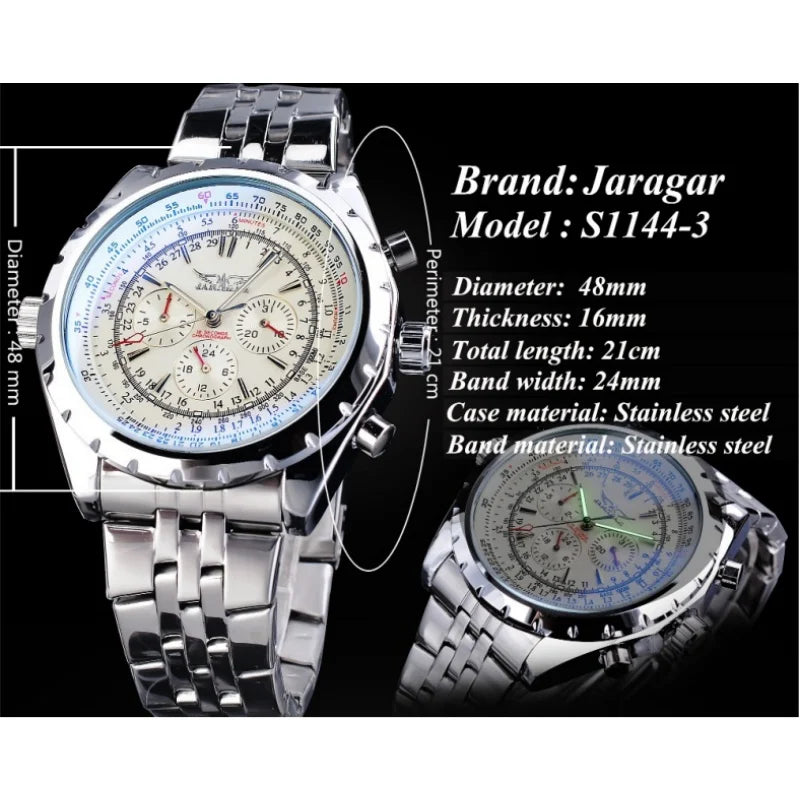 Automatic Mechanical Watch for Men Chronograph Luminous Dial Multiple Functions