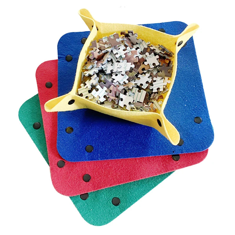 Puzzle Storage Mat Roll Up Felt Bag for Puzzles - Portable Travel Organizer