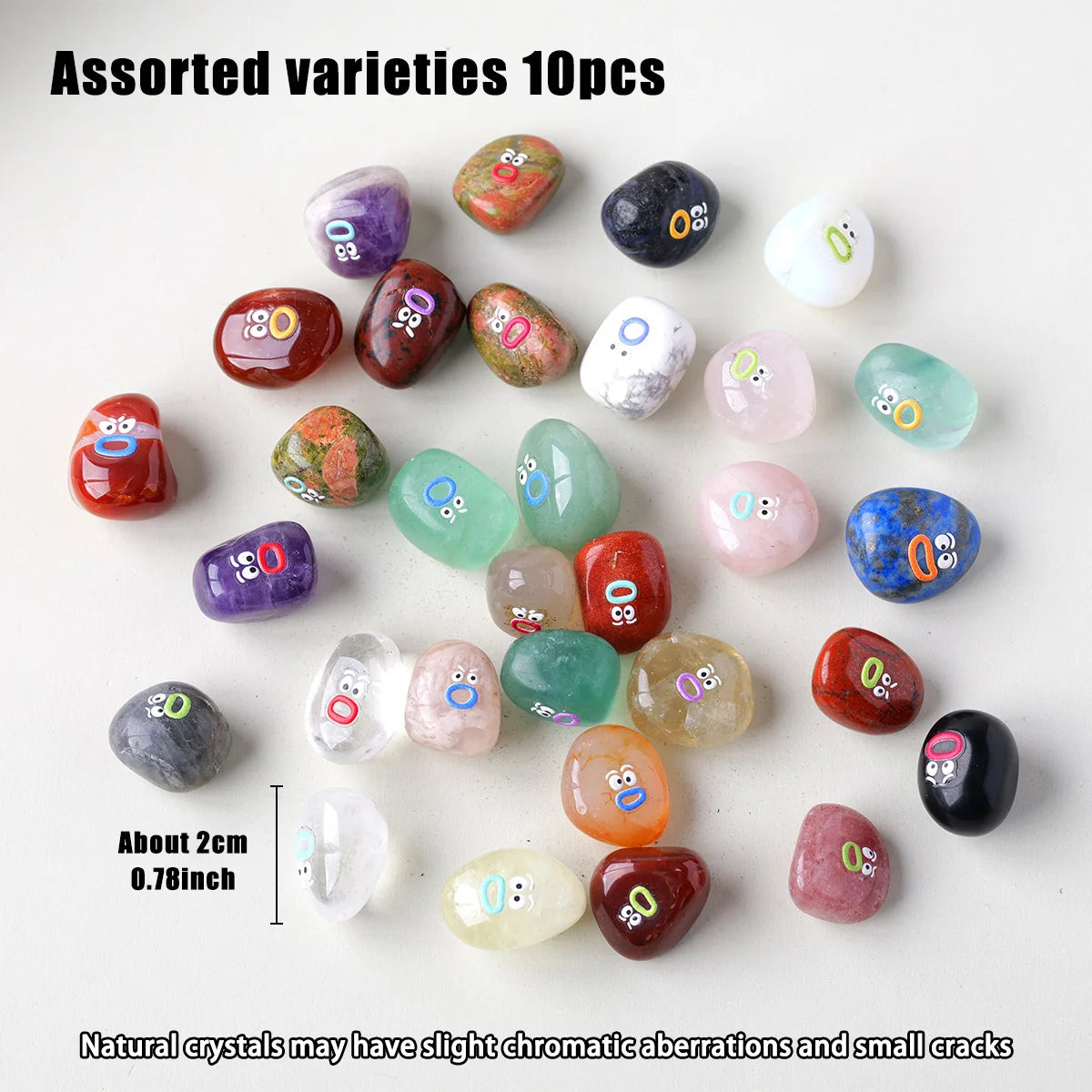 10pcs Natural Crystal Tumbled Stones for Crafts & Home Decor - Small Gift Set