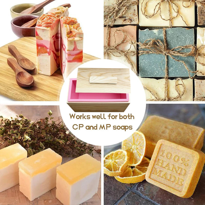 Flexible Wooden Box Soap Mold Kit 600ml Rectangular Loaf DIY Candle & Cake Making