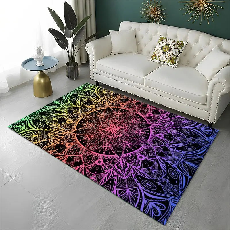 Bohemia Mandala Yoga Flower Area Rug Non-slip Carpet for Home & Living