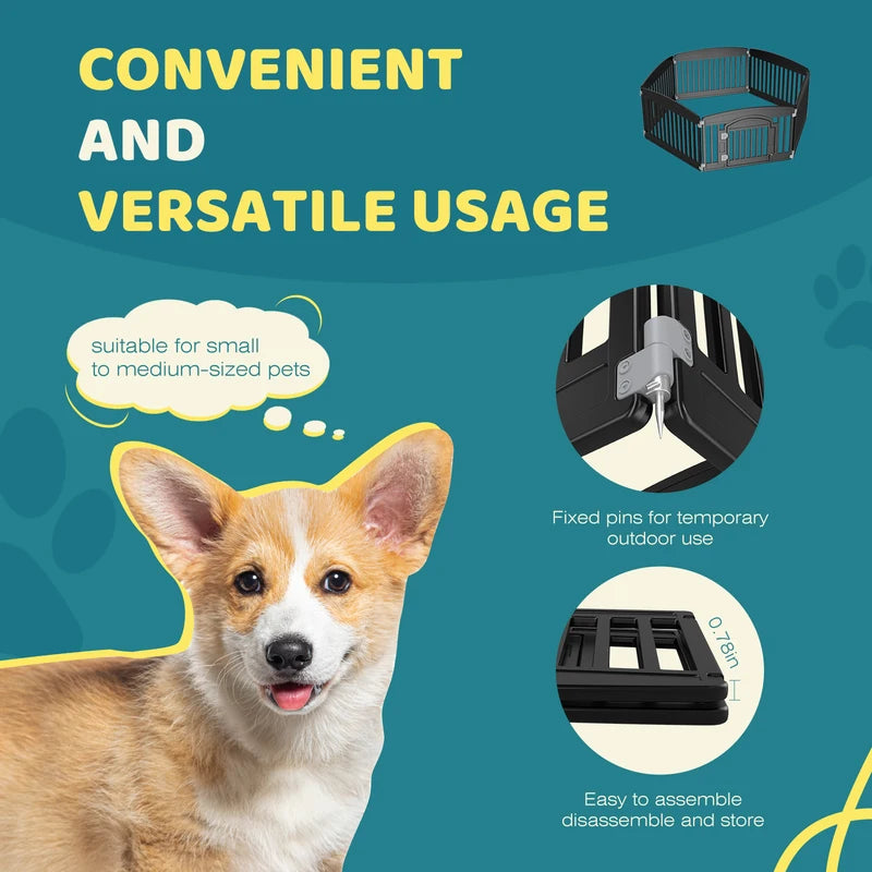 Expandable Dog Playpen 6 Panels - Portable Indoor Outdoor Pet Fence for Medium Dogs