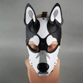 White and Black Puppy Cosplay Leather Full Face Mask for Role Play Halloween Costume