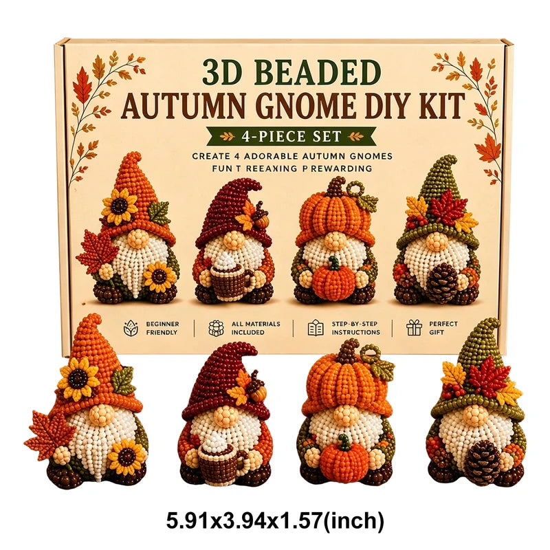 DIY Beaded Gnome Kit with Full Materials & Instructions - Multi-Purpose Craft Kit