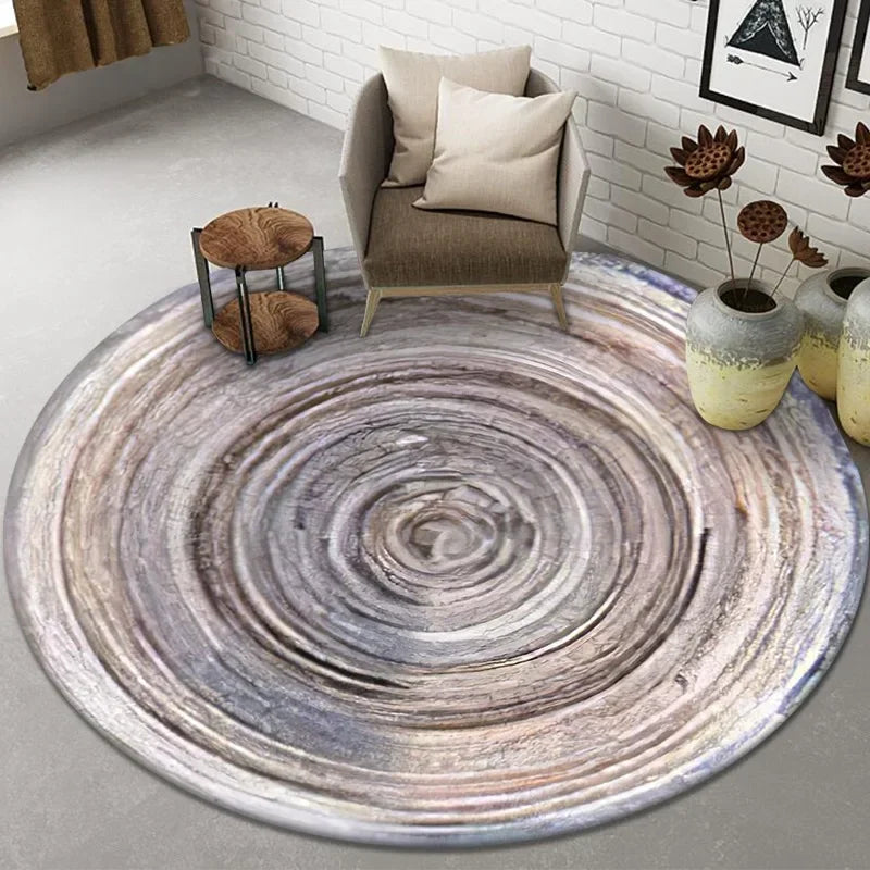 Kids Play Area Rug with Tree Ring Pattern Non-Slip Soft Carpet for Living Room Bedroom