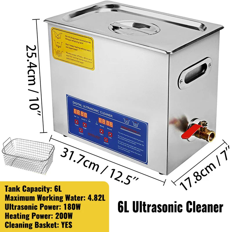 Ultrasonic Jewelry Cleaner 1.3L-30L Digital Home & Professional Cleaning Machine
