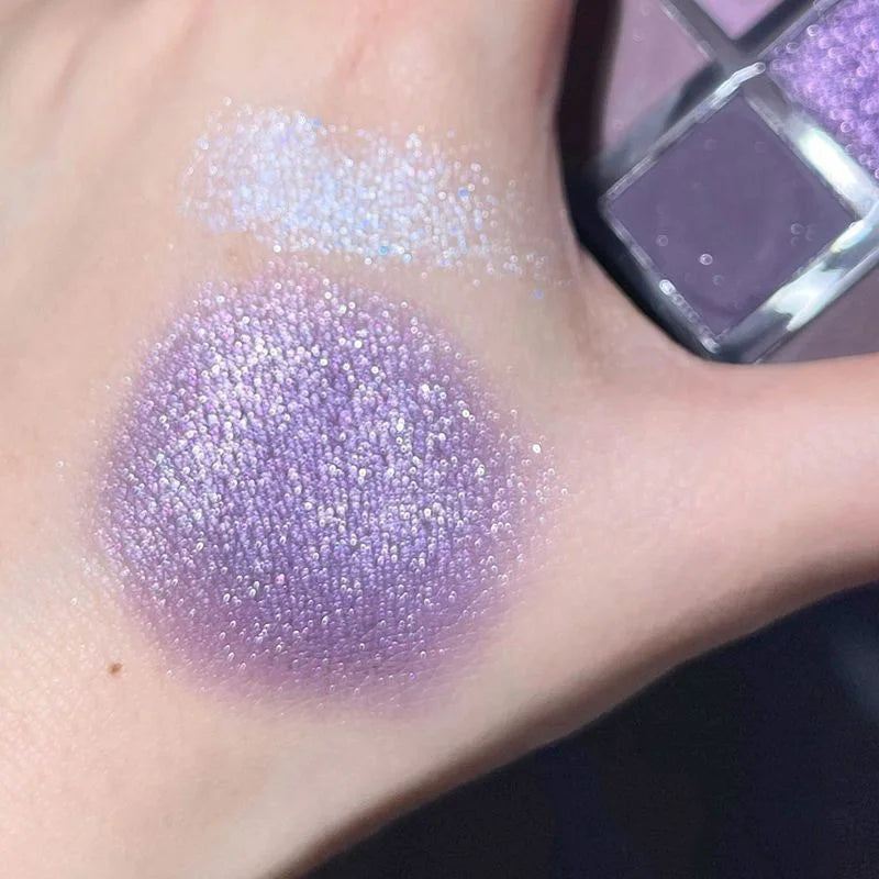 Purple Lavender Eyeshadow Palette - Nine Color Glitter Makeup Set for Eye Contouring