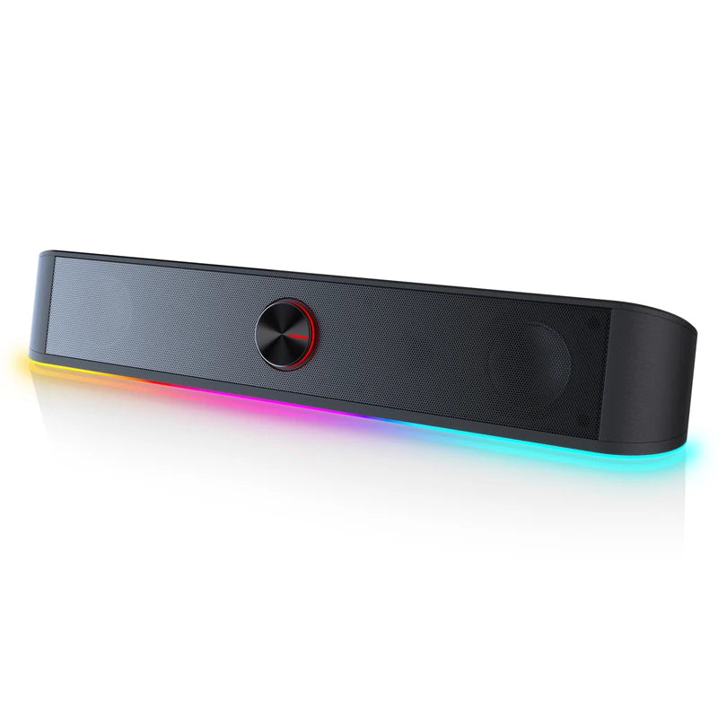 RGB USB Desktop Soundbar with Dynamic Lighting, 2.0 Channel Computer Speaker