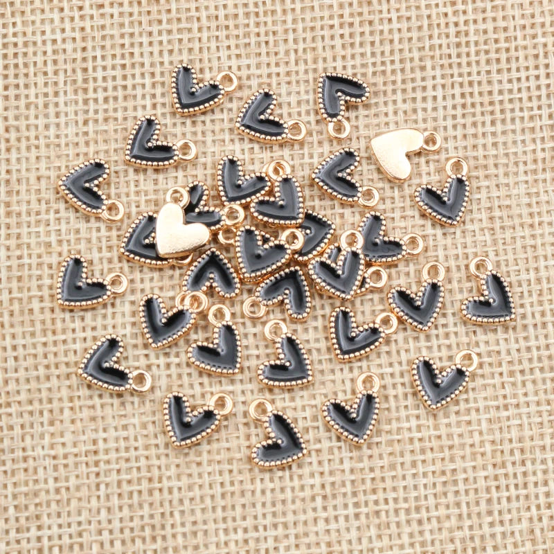50 Pcs Colorful Alloy Heart Charms for Jewelry Making - DIY Pendants & Accessories