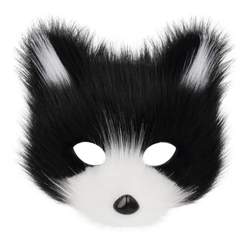 Faux Fur Animal Mask for Cosplay & Halloween - Cat, Fox, Bunny Styles