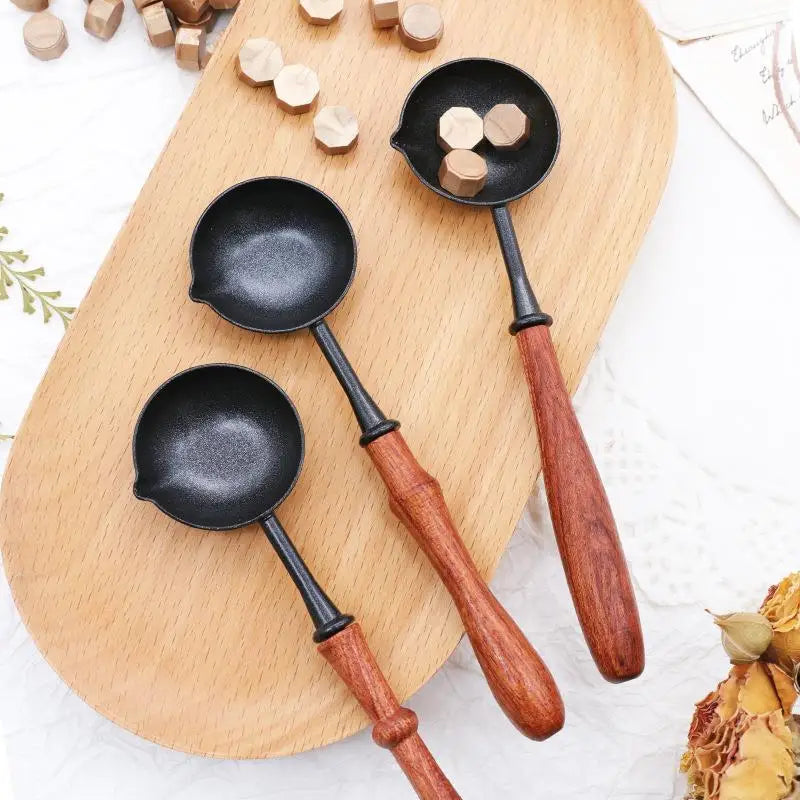 Melting Wax Spoon with Wooden Handle Non-Stick Heating Tool for Candle Making