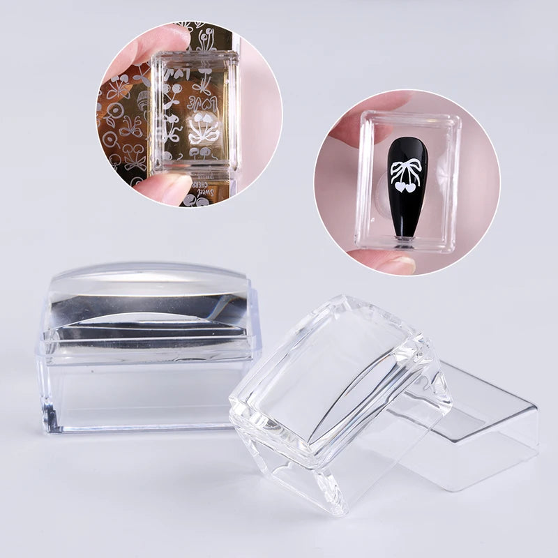 Silicone Nail Art Stamping Kit French Manicure Plate Stamp & Stencil Tools