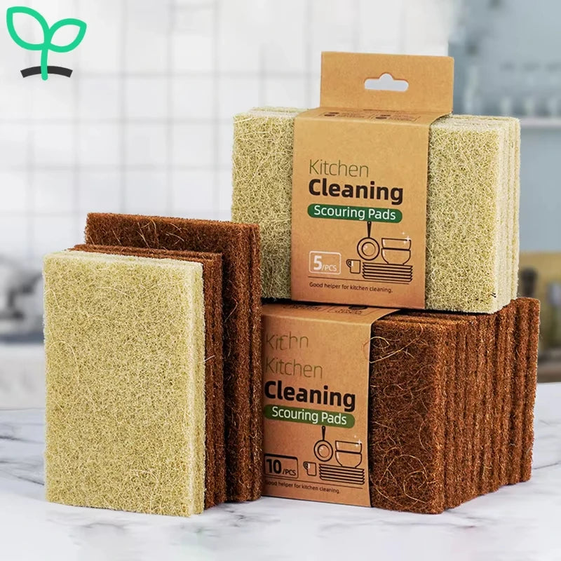 10PCS Natural Sisal Microfiber Kitchen Cleaning Sponges Eco-Friendly Dishcloths