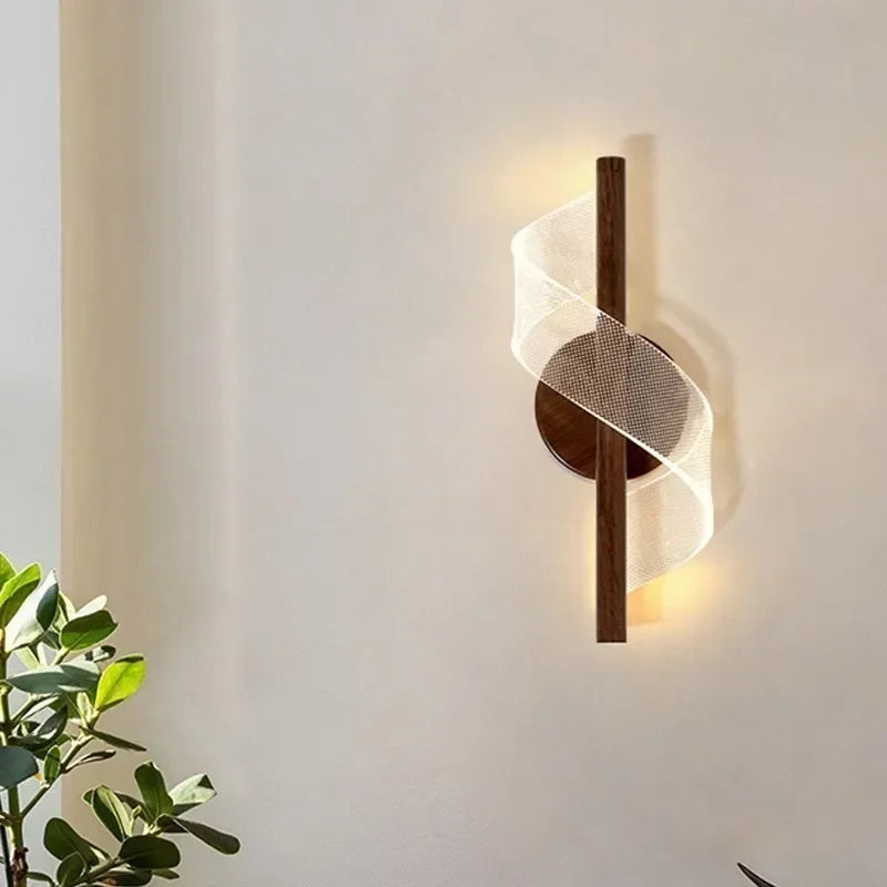 Modern LED Acrylic Wall Lamp Pendant Light Creative Spiral Indoor Lighting for Bedroom & Home Decor