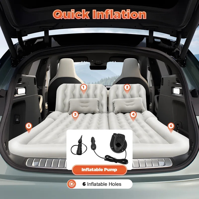 Inflatable Car Air Mattress with Pump - Universal Trunk Camping Bed for Travel & Sleeping