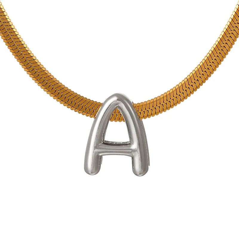 Simple Stainless Steel Letter Necklace for Women - Luxury Waterproof DIY Jewelry