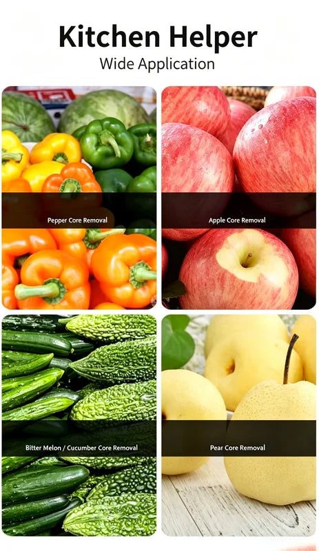Portable Stainless Steel Fruit Core Remover for Pears and Apples - Sharp Serrated Cutter