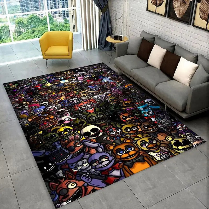 Horror Game FNAF Freddy Non-Slip Area Rug for Living Room Bedroom Playroom Home Decor