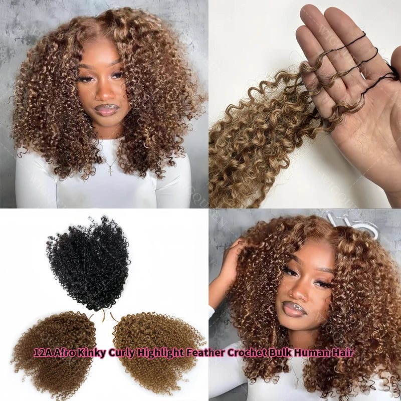 Reusable Curly Crochet Hair Extensions - Small Spiral Kinky Afro Textures