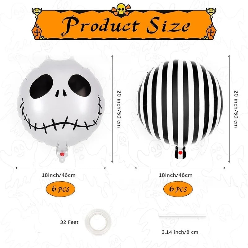 18-Inch Skeleton and Ghost Foil Balloons Halloween Party Decorations - 12 Pack