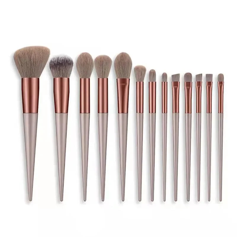 13-Piece Soft Fluffy Makeup Brush Set for Face & Eye Cosmetics - Multiple Handle Colors
