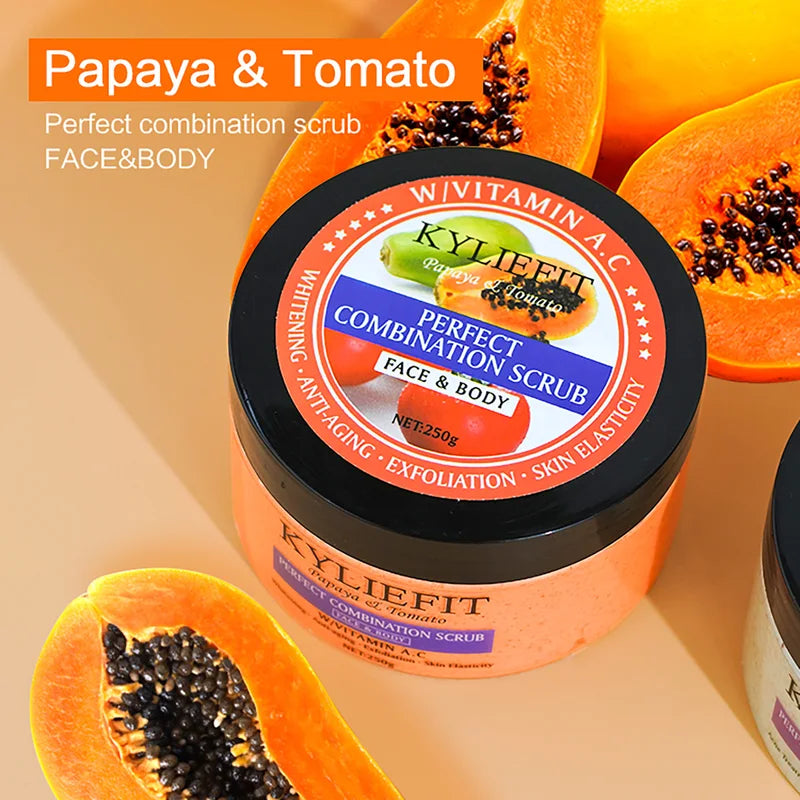 Natural Body & Face Scrub Set - Moisturizing Exfoliating Brightening 250ml