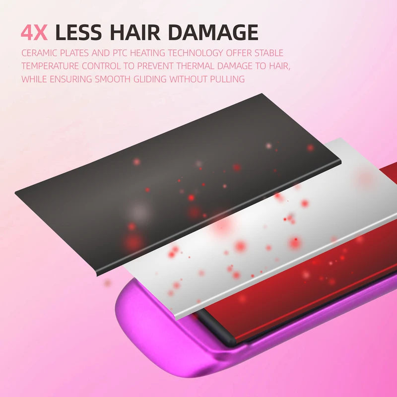 Professional Hair Straightener 500°F Plasma Ceramic Plates Fast Heating Flat Iron