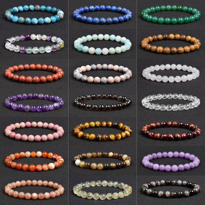 Natural Stone Beaded Bracelet with Tiger Eye, Lapis Lazuli, Agate & Apatite - High-Quality Gem Jewelry for Men