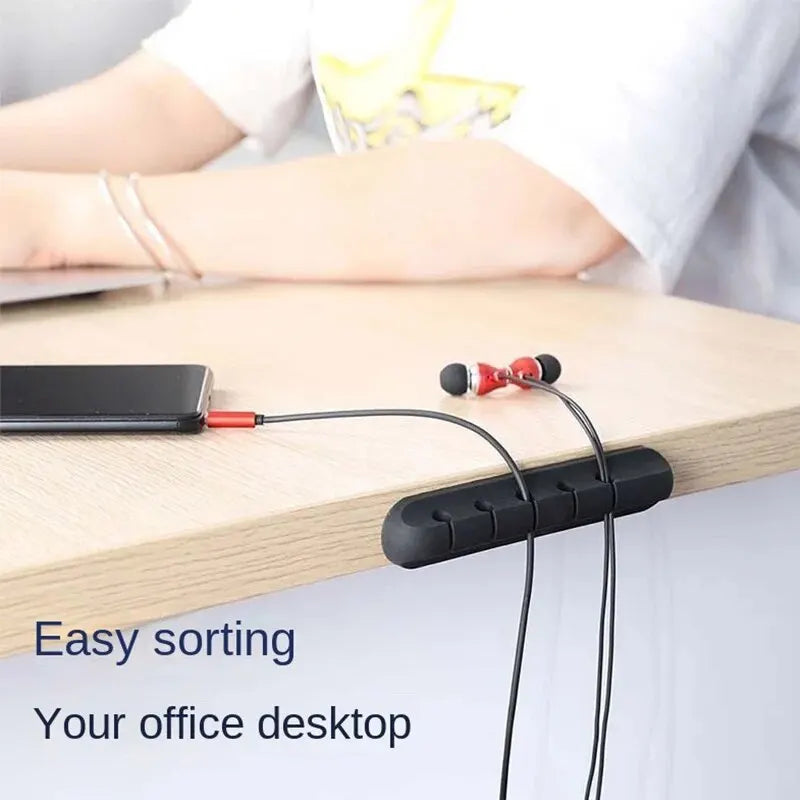 Cable Organizer Silicone Desktop Cable Management Holder for Power, Data & Charging Cables