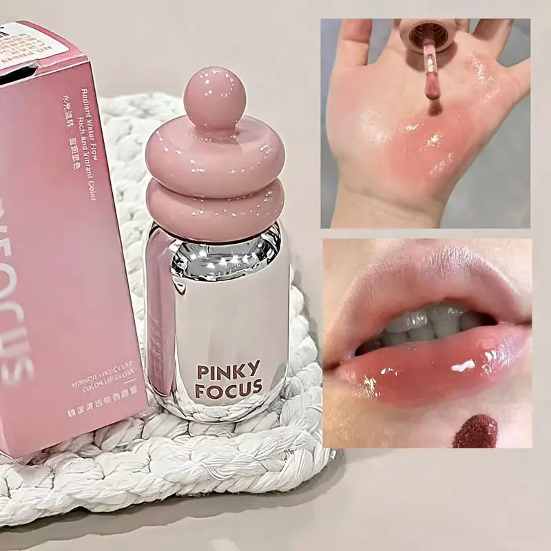 Clear Lip Oil with Glass Finish, Moisturizing & Non-Sticky Nude Shade - Layer for Brightening Lips