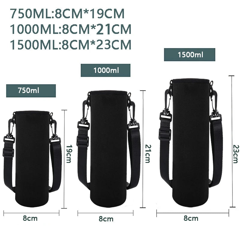 Insulated Neoprene Water Bottle Holder Pouch 750ML-1500ML Travel Thermos Cover