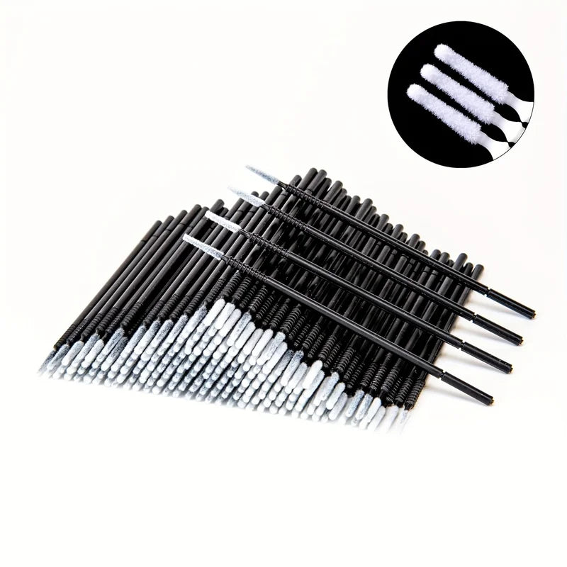 200pcs Eyelash Cleaning Brushes Micro Cotton Swabs for Makeup Removal & Beauty Care