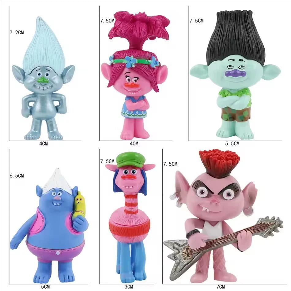 12PCS Trolls Branch Critter Skitter Action Figures Kawaii Anime Toy Set for Kids