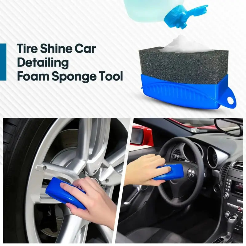 Car Wheel Polishing & Tire Cleaning Sponge with Cover - Reusable Foam Applicator Pads