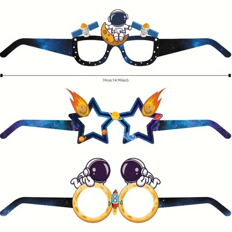 Space Themed Birthday Party Decorations - Photo Booth Props Set, 6 or 12 Pieces
