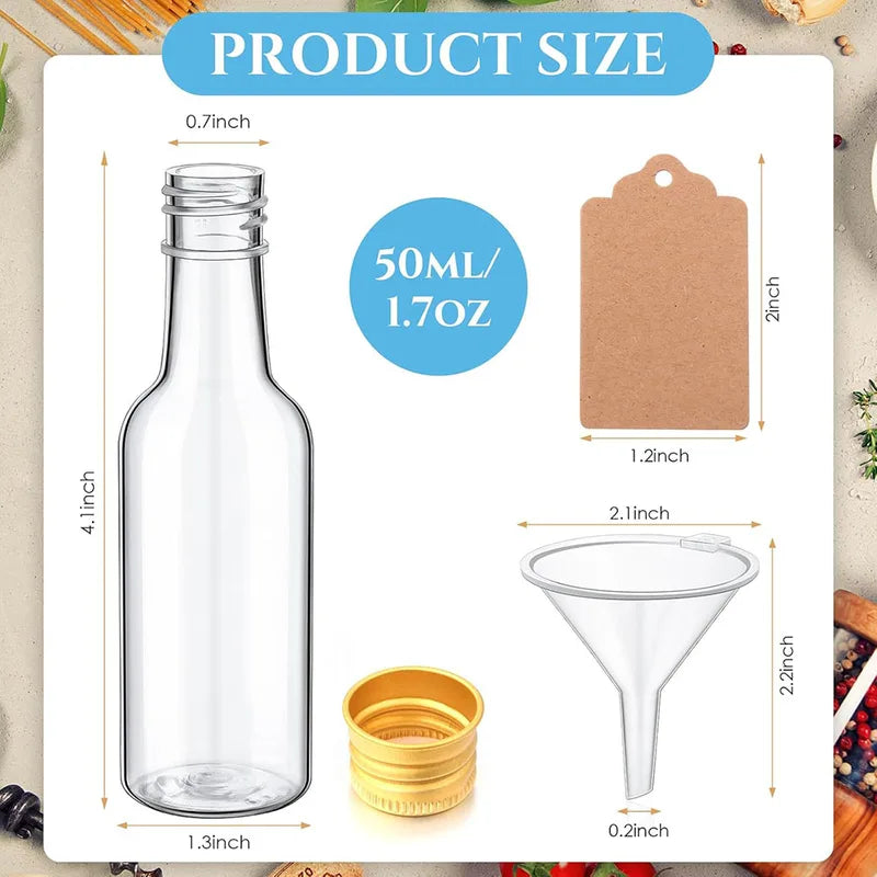 Mini Liquor Bottles Set 10/30/50/100pcs 1.7oz Plastic Spirit Bottles with Caps