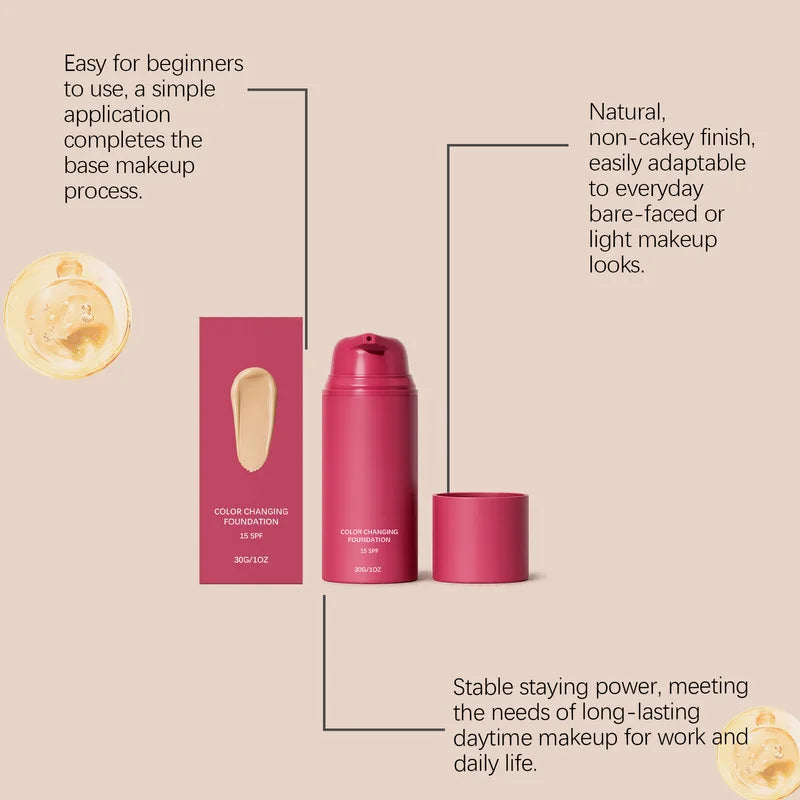 Natural Warm Tone Face Foundation for Seamless Makeup Finish - Long-Lasting & Sheer